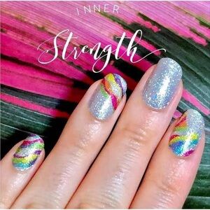*Retired* Color Street: Inner Strength | Silver Rainbow Metallic Glitter Red